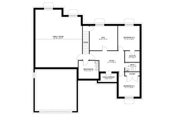Traditional Floor Plan - Lower Floor Plan #1060-281