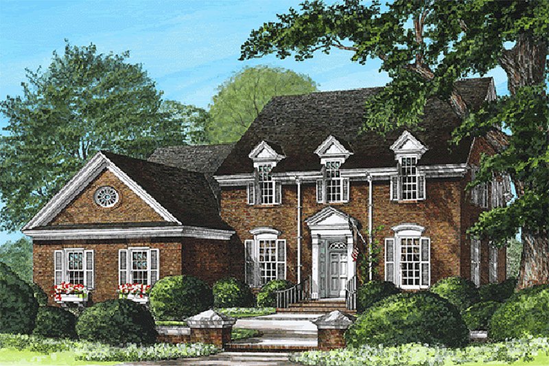 Home Plan - Front view - 2800 square foot Colonial home