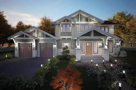 Exterior - Front Elevation 3 for Craftsman House Plan #1101-15 - 3 bed, 3 bath