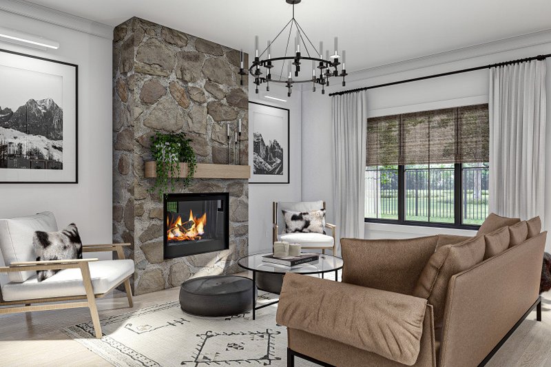 House Blueprint - Interior - Family Room for Modern House Plan #455-623 - 3 bed, 3 bath