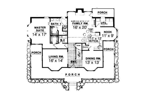 Floor Plan - Main Floor for Country House Plan #40-219 - 3 bed, 2.5 bath
