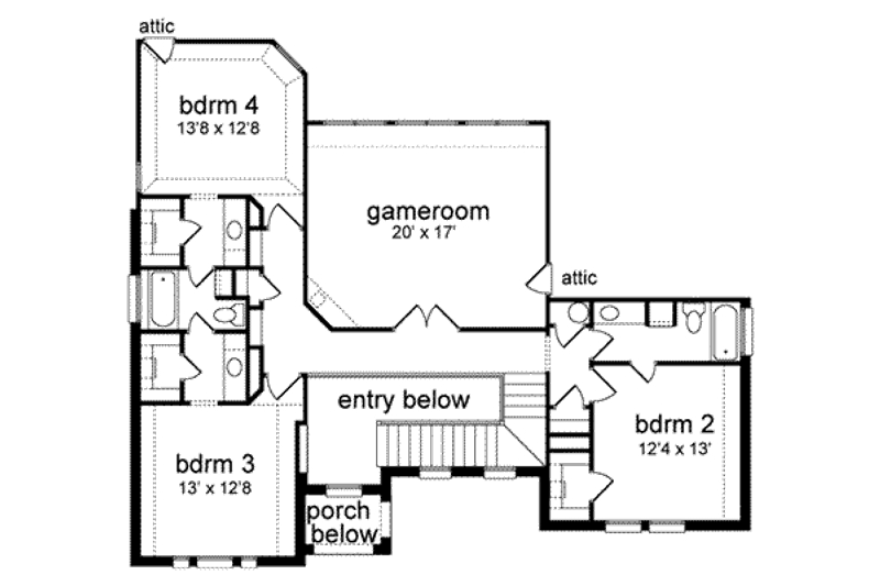 Home Plan - Floor Plan - Upper Floor for Traditional House Plan #84-154 - 4 bed, 3.5 bath