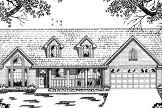 Exterior - Front Elevation for Country House Plan #42-107 - 3 bed, 2 bath