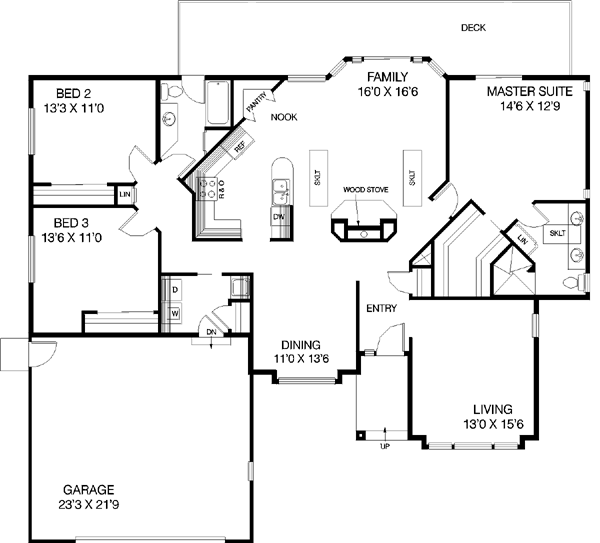 House Blueprint - Ranch Floor Plan - Main Floor Plan #60-137