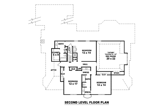 Floor Plan - Upper Floor for Colonial House Plan #81-1628 - 5 bed, 4 bath