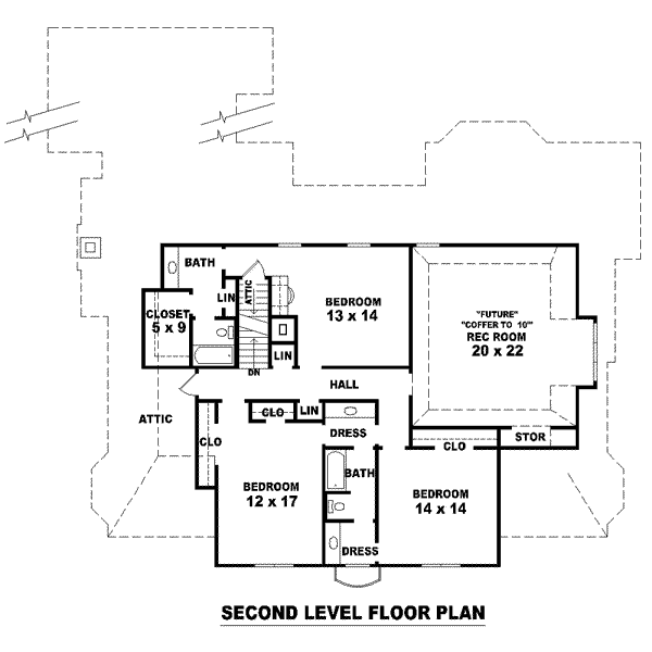 Colonial Floor Plan - Upper Floor Plan #81-1628