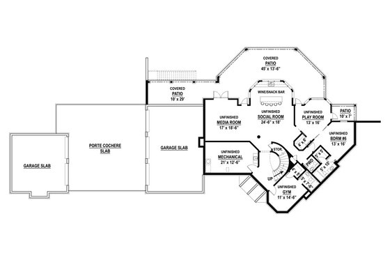 Floor Plan - Lower Floor for European House Plan #119-442 - 4 bed, 4 bath