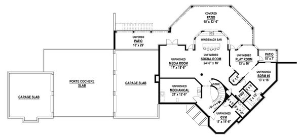 European Floor Plan - Lower Floor Plan #119-442