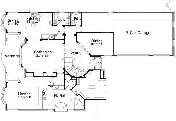 Colonial Floor Plan - Main Floor Plan #411-887