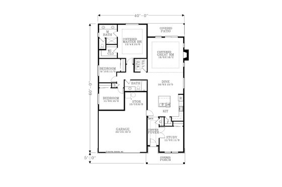 Floor Plan - Main Floor for Craftsman House Plan #53-634 - 4 bed, 2 bath