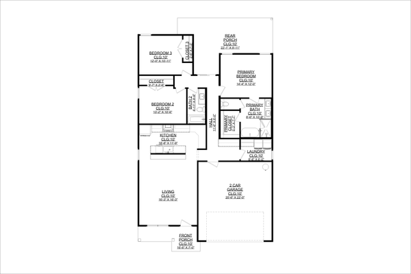 House Design - Floor Plan - Main Floor for Contemporary House Plan #1127-2 - 3 bed, 2 bath