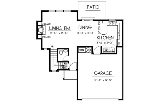 Floor Plan - Main Floor for Traditional House Plan #100-417 - 3 bed, 2.5 bath