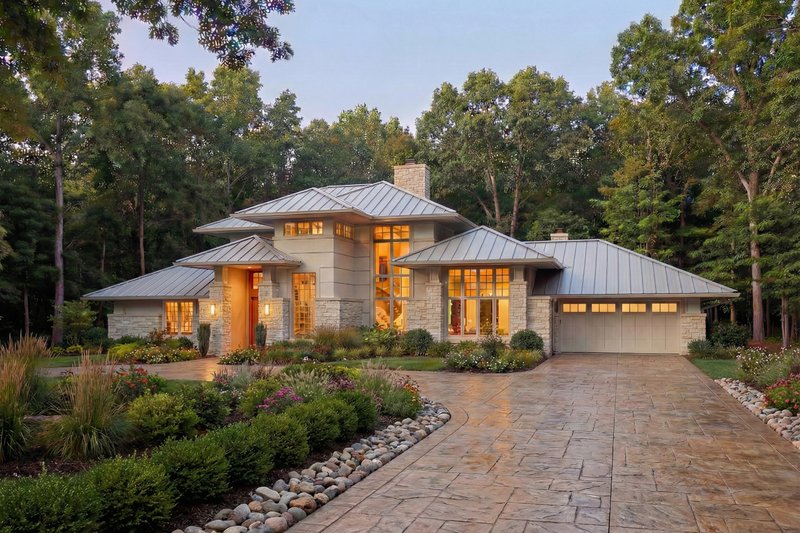Architectural House Design - Exterior - Front Elevation 3 for Prairie House Plan #120-117 - 3 bed, 3 bath
