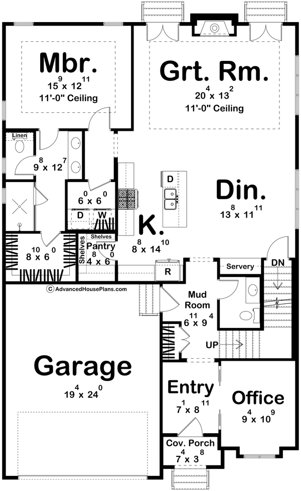 Architectural House Design - Floor Plan - Main Floor for Cottage House Plan #455-778 - 3 bed, 2.5 bath