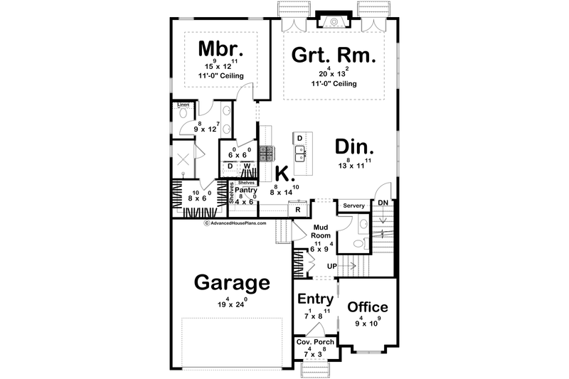 Architectural House Design - Floor Plan - Main Floor for Cottage House Plan #455-778 - 3 bed, 2.5 bath