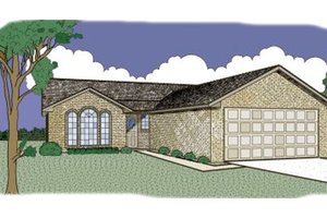 Exterior - Front Elevation 3 for Ranch House Plan #65-264 - 3 bed, 2 bath