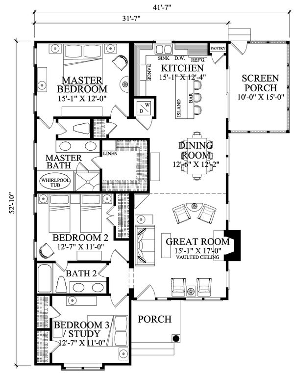 Home Plan - Bungalow Floor Plan - Main Floor Plan #137-270