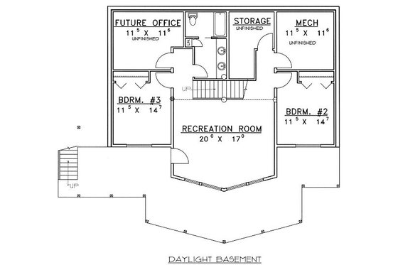 Floor Plan - Lower Floor for Bungalow House Plan #117-542 - 3 bed, 2.5 bath