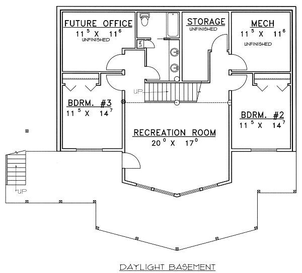 Bungalow Floor Plan - Lower Floor Plan #117-542