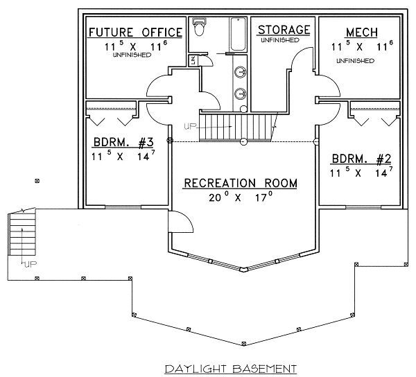 Architectural House Design - Bungalow Floor Plan - Lower Floor Plan #117-542