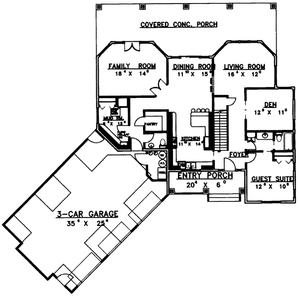 House Plan Design - European Floor Plan - Main Floor Plan #117-439