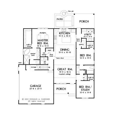 Floor Plan - Main Floor for Cottage House Plan #929-1129 - 3 bed, 2.5 bath
