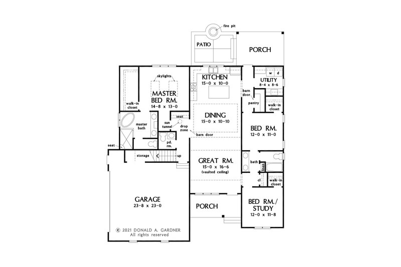 House Plan Design - Floor Plan - Main Floor for Cottage House Plan #929-1129 - 3 bed, 2.5 bath