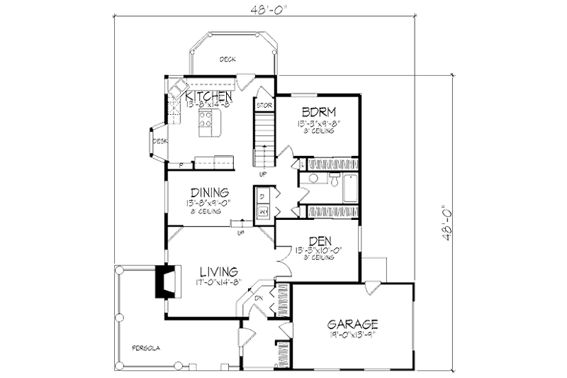 Architectural House Design - Floor Plan - Main Floor for Craftsman House Plan #320-421 - 2 bed, 2 bath