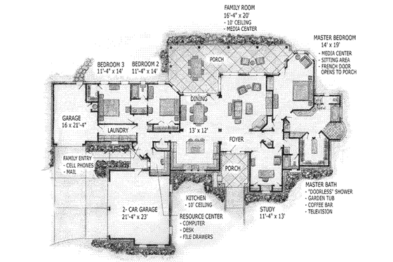 Floor Plan - Main Floor for European House Plan #410-354 - 3 bed, 3 bath