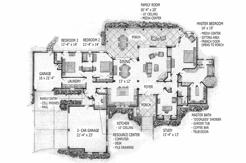 Home Plan - Floor Plan - Main Floor for European House Plan #410-354 - 3 bed, 3 bath