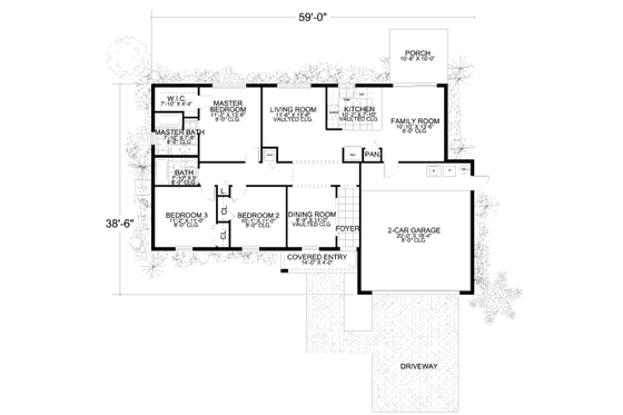 Floor Plan - Main Floor for Mediterranean House Plan #420-107 - 3 bed, 2 bath