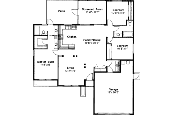 Floor Plan - Main Floor House Plan #124-252 - 3 bed, 2 bath