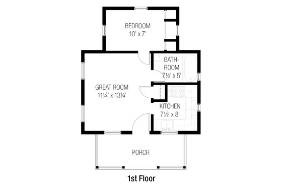Floor Plan - Main Floor for Cottage House Plan #915-12 - 1 bed, 1 bath