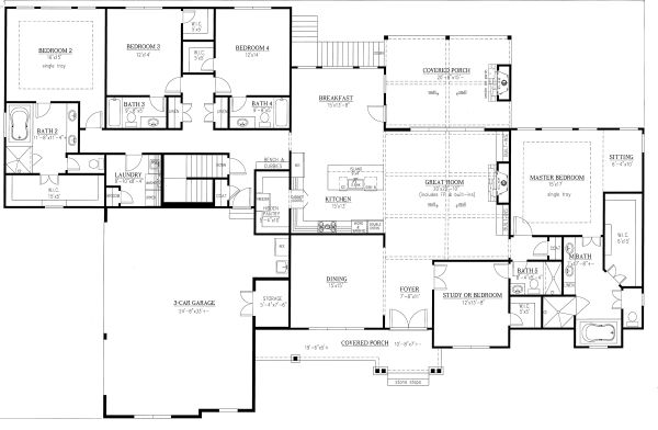 Craftsman Floor Plan - Main Floor Plan #437-105
