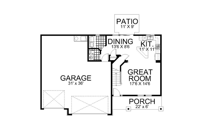 Home Plan - Floor Plan - Main Floor for Farmhouse House Plan #112-274 - 4 bed, 2.5 bath