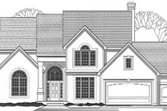 Exterior - Front Elevation for European House Plan #67-596 - 4 bed, 3.5 bath