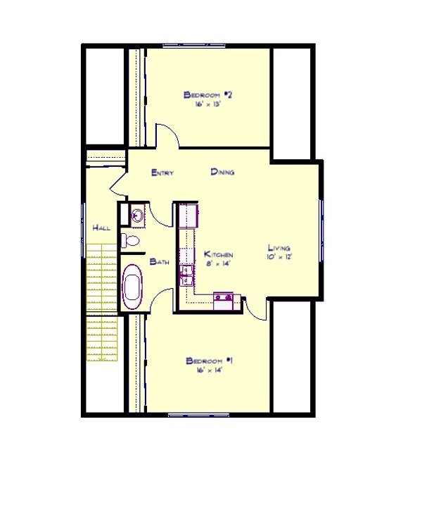 Dream House Plan - Floor Plan - Upper Floor for Country House Plan #1115-17 - 2 bed, 1 bath