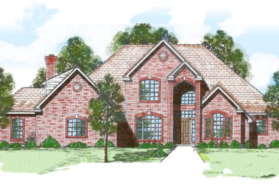 Exterior - Front Elevation for European House Plan #52-222 - 4 bed, 3.5 bath