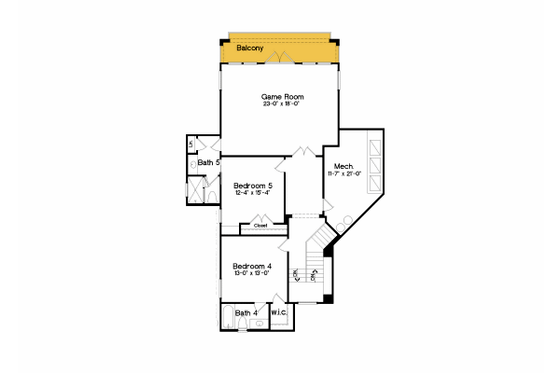 Floor Plan - Upper Floor for European House Plan #135-214 - 6 bed, 5.5 bath