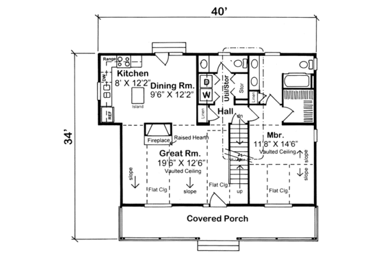 Floor Plan - Main Floor for Colonial House Plan #312-447 - 3 bed, 2.5 bath