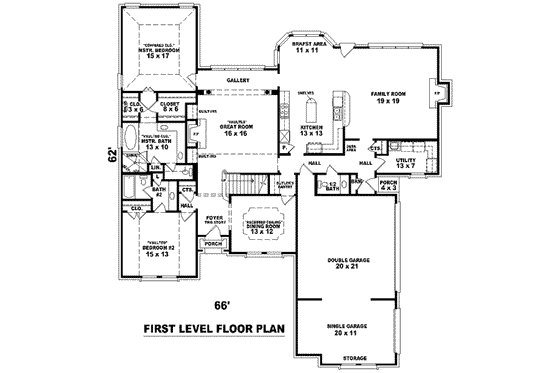 Floor Plan - Main Floor for European House Plan #81-1263 - 4 bed, 3.5 bath