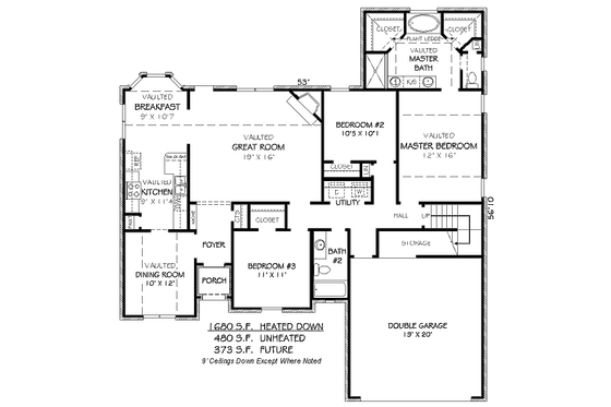 Floor Plan - Main Floor for European House Plan #424-75 - 3 bed, 2 bath