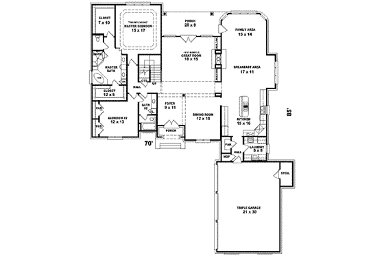 Floor Plan - Main Floor for European House Plan #81-619 - 4 bed, 3 bath