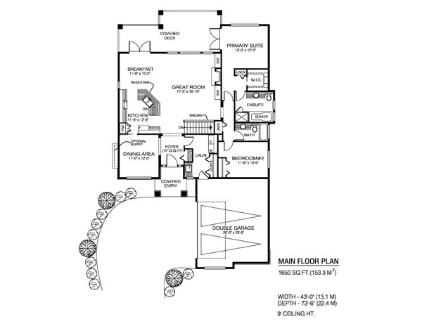 House Design - Floor Plan - Main Floor for Farmhouse House Plan #1100-119 - 2 bed, 2 bath