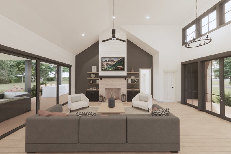 Dream House Plan - Interior - Family Room for Farmhouse House Plan #1074-84 - 4 bed, 3.5 bath