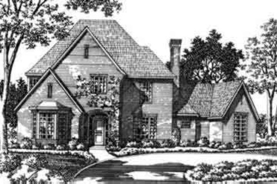 Exterior - Front Elevation for European House Plan #141-146 - 5 bed, 5 bath