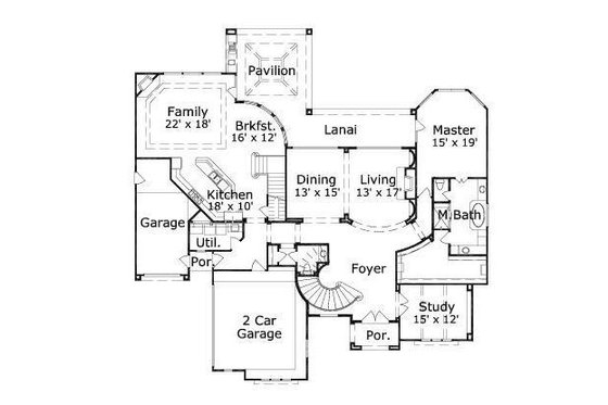 Floor Plan - Main Floor for European House Plan #411-524 - 4 bed, 3.5 bath
