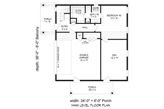Floor Plan - Main Floor for Contemporary House Plan #932-502 - 3 bed, 3.5 bath