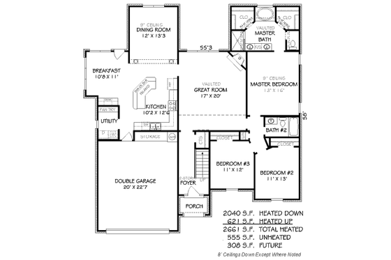 Floor Plan - Main Floor for Traditional House Plan #424-68 - 5 bed, 3 bath