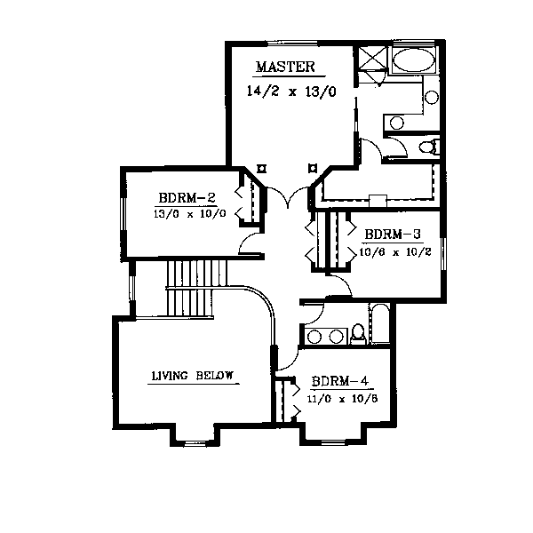 House Plan Design - Traditional Floor Plan - Upper Floor Plan #94-208
